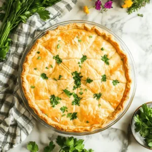 Ingredients for easy chicken pot pie recipe including shredded chicken, vegetables, and pie crust