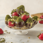 Dubai chocolate strawberries in gold gift box