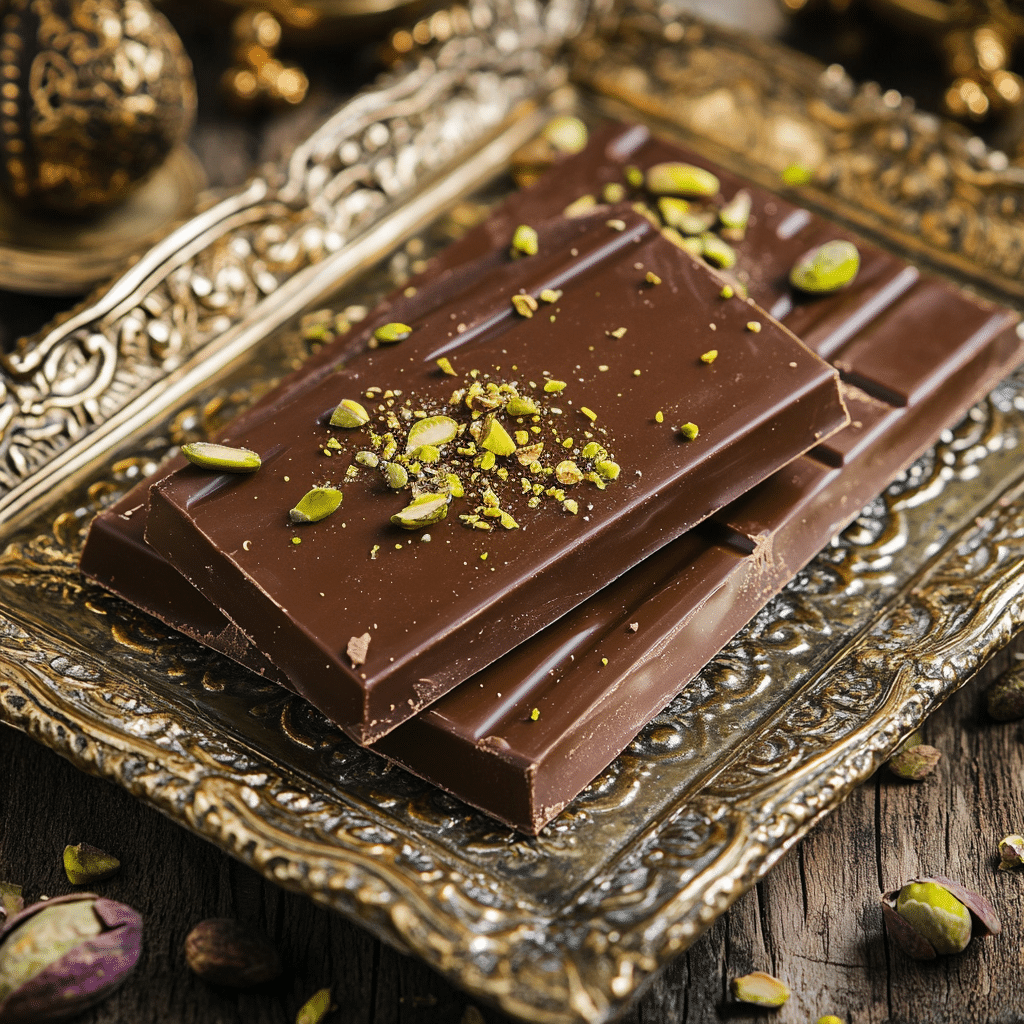 Finished Dubai pistachio chocolate bars ready to serve