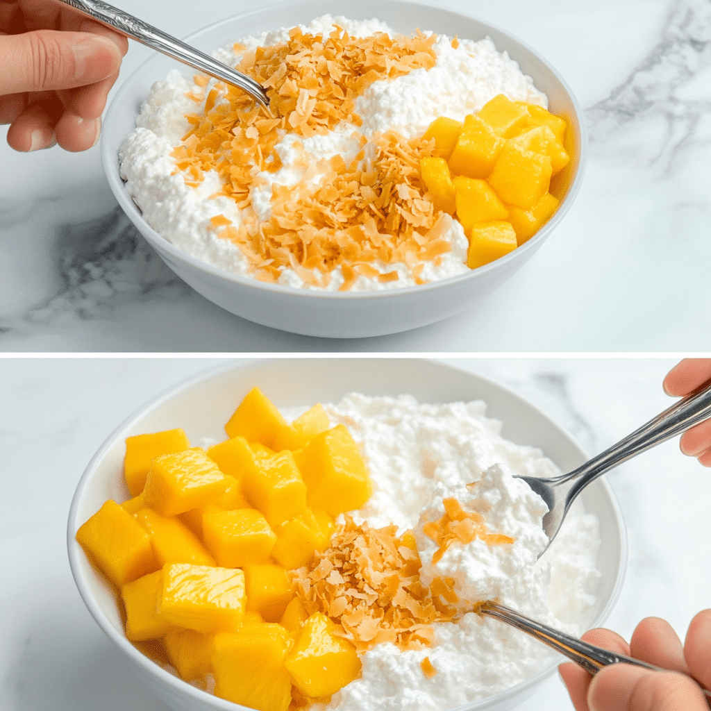 Assembling Tropical Cottage Cheese Delight
