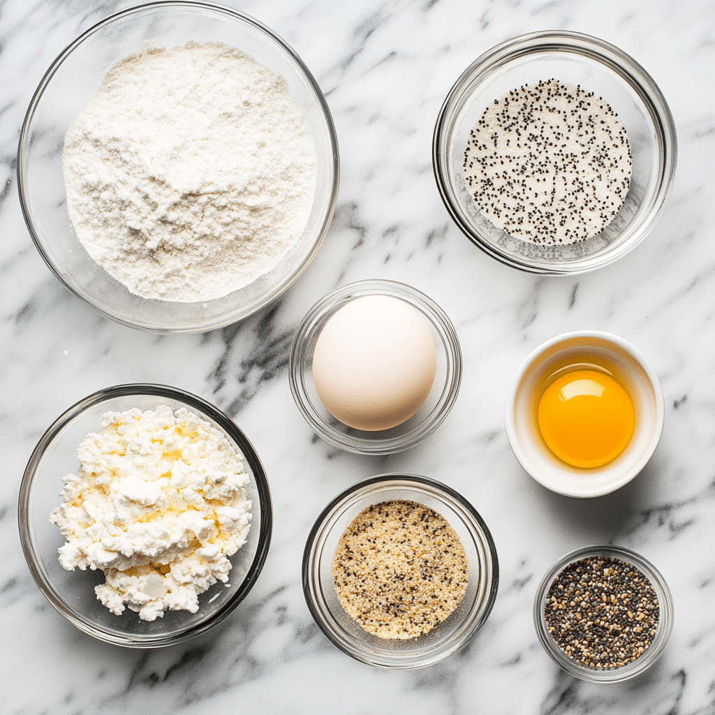 Ingredients for cottage cheese bagel recipe