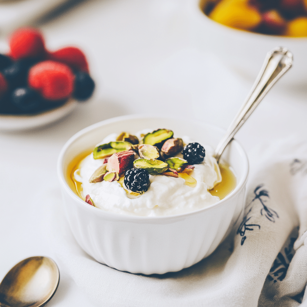 serving whipped cottage cheese with toppings	
