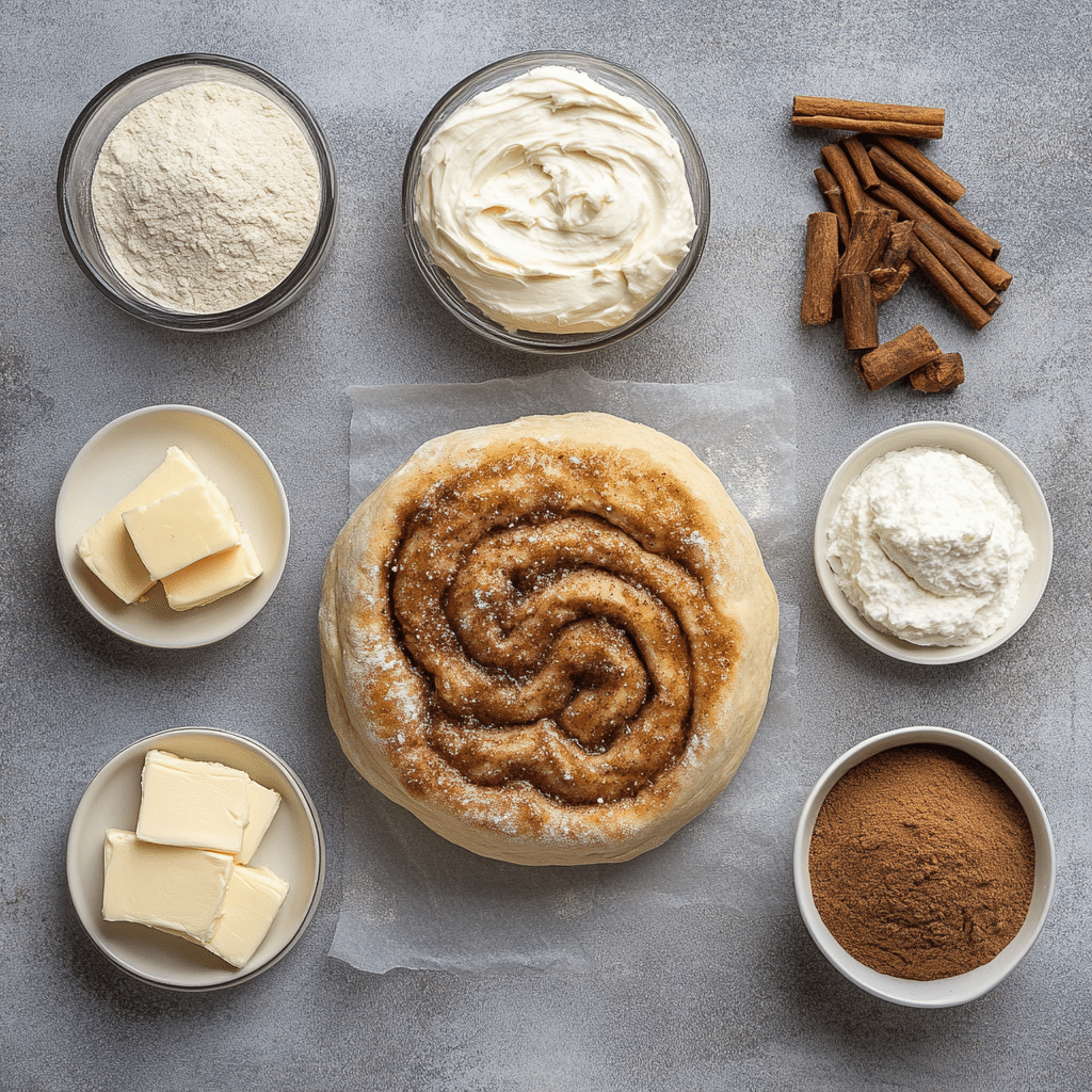Ingredients for sourdough cinnamon roll focaccia