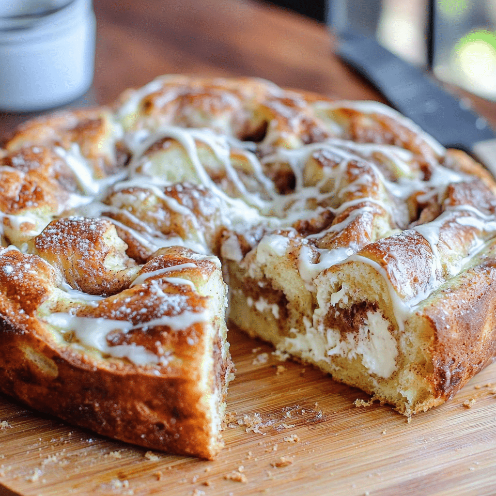 Served slice of sourdough cinnamon roll focaccia
