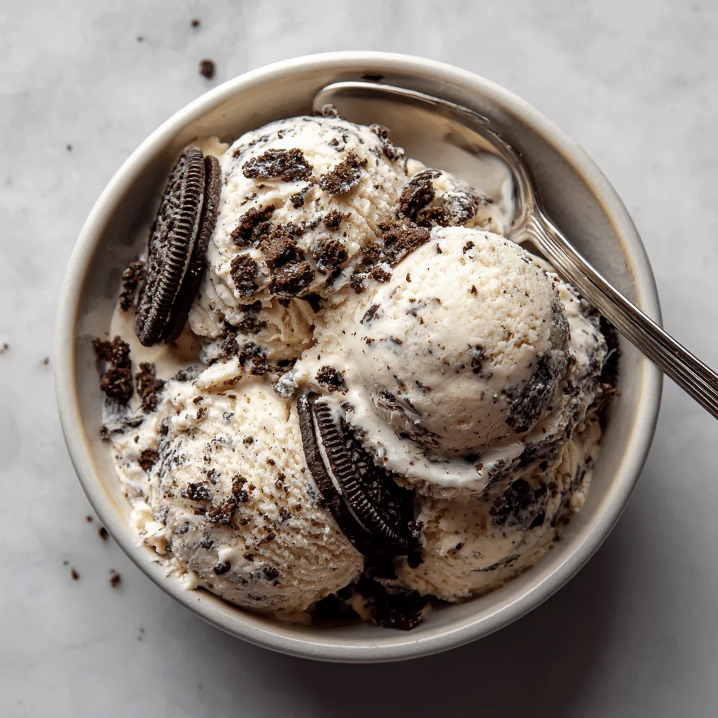 Ninja Creami cookies and cream ice cream in a bowl