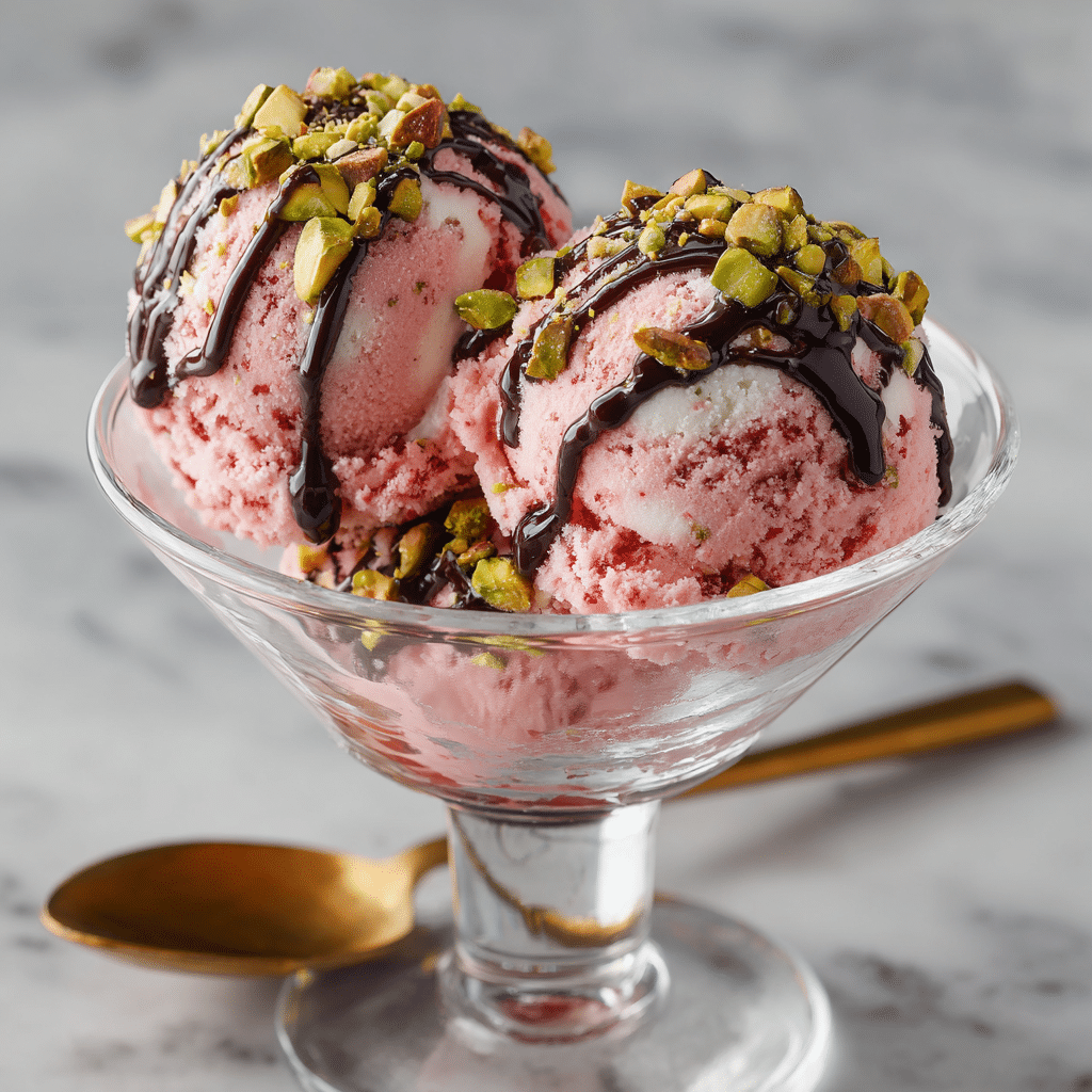 Served Ninja Creami strawberry sorbet with toppings