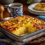 Hashbrown breakfast casserole freshly baked