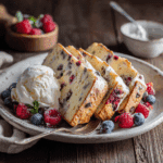 Ice cream bread served with berries