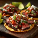 steak taco marinade served in warm tortillas