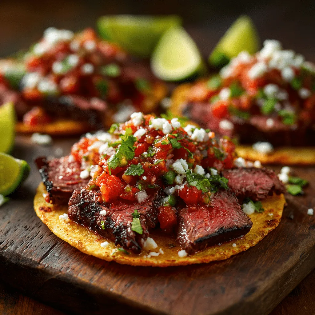 steak taco marinade served in warm tortillas