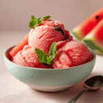 Watermelon Sorbet Ninja Creami in dessert bowl