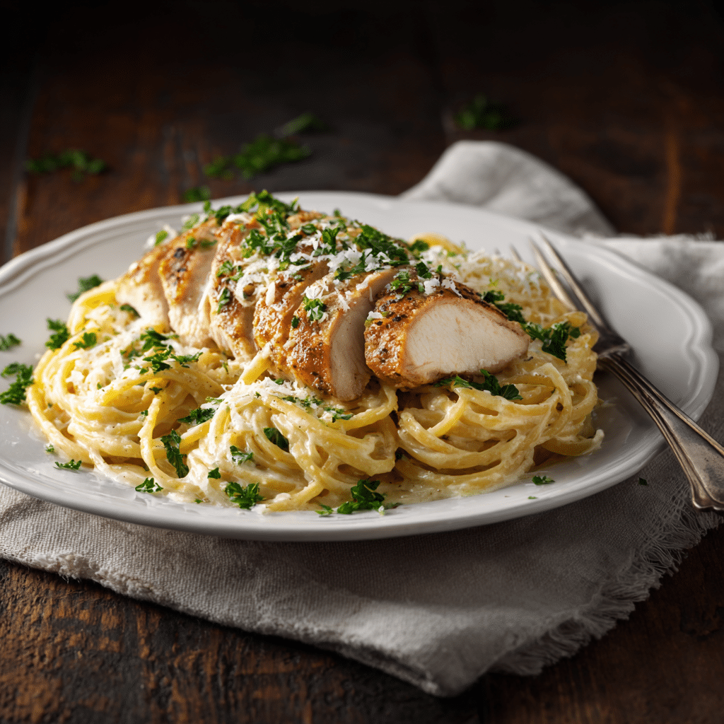  plated creamy garlic parmesan chicken pasta