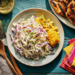 Marinated coleslaw served with grilled chicken