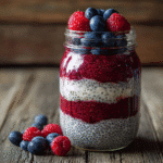 Berry chia pudding in mason jar