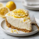 no-bake lemon cheesecake slice on plate