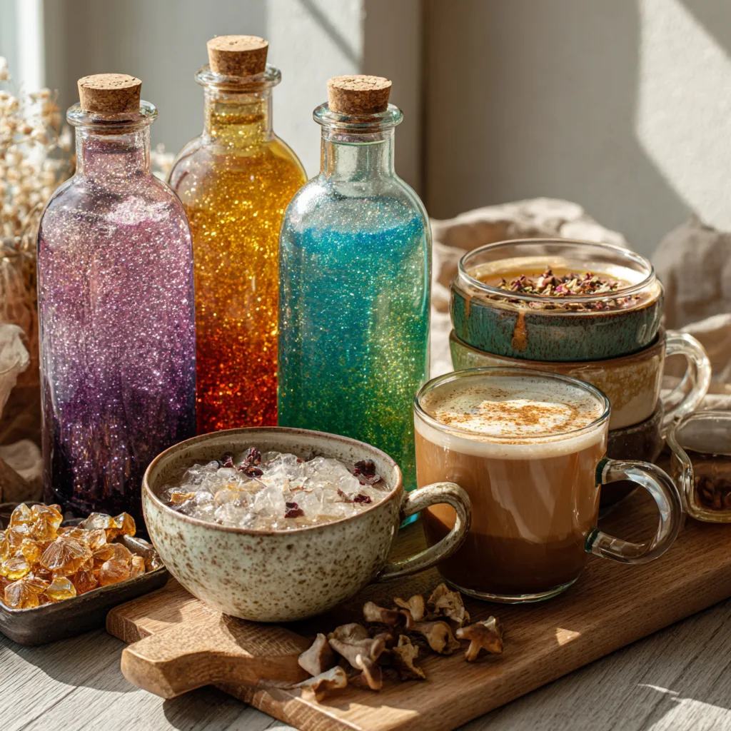 Adaptogenic drinks in sparkling, tea, and coffee formats