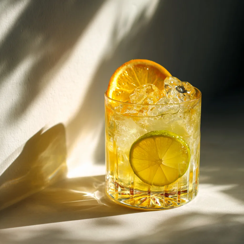 served adrenal cocktail with garnish