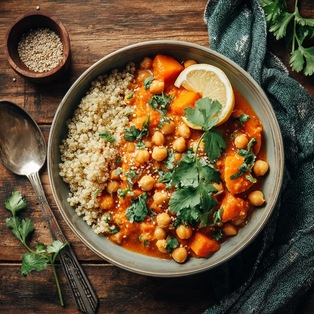 Served Low GI Curry Bowl with Quinoa
