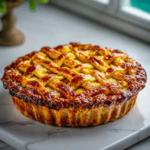 Recipe apple pie with golden lattice crust