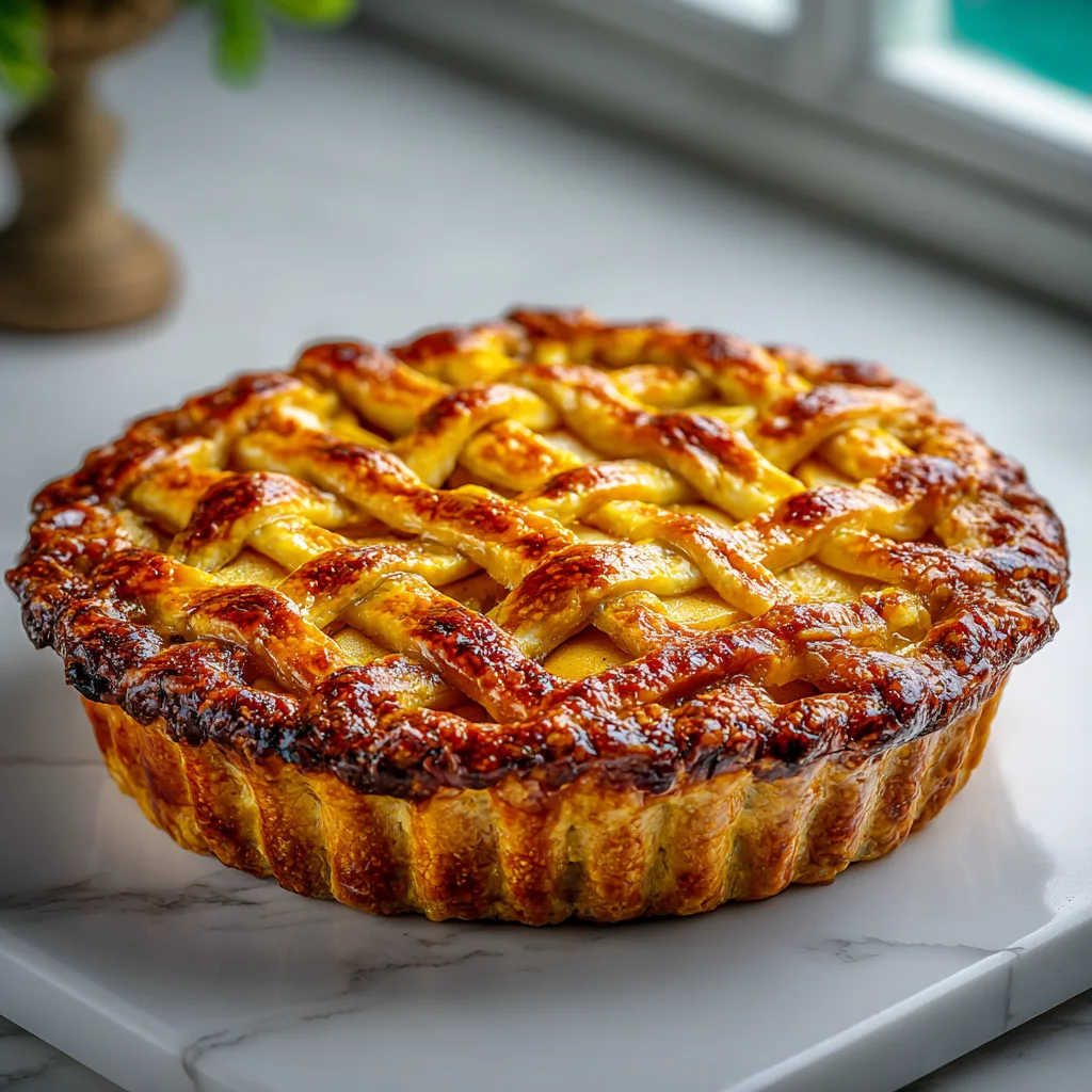 Recipe apple pie with golden lattice crust