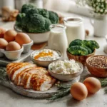 Ingredients for low-calorie high-protein meals