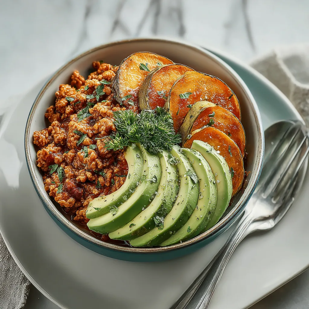 Served turkey chili for low-calorie high-protein meal