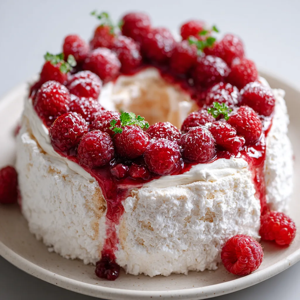 Dreamy Raspberry Angel Food Cake