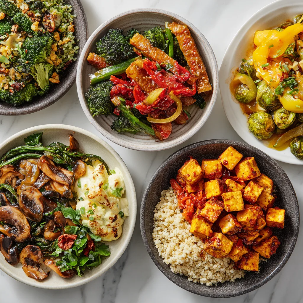 High protein vegetarian meals on a table