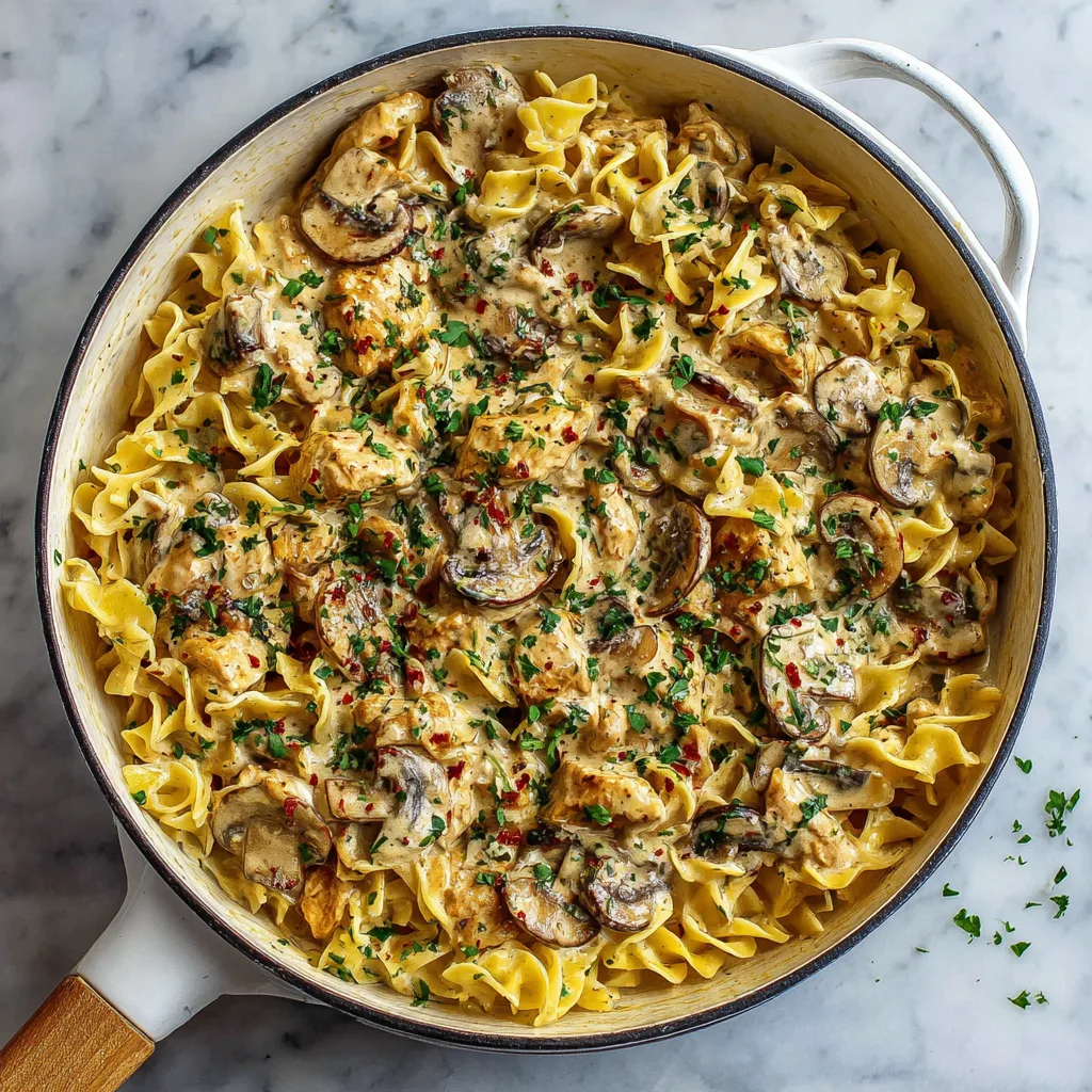 Creamy Ground Chicken Mushroom Stroganoff
