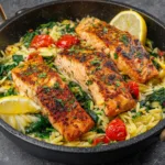 Mediterranean Salmon with Lemon Orzo | High-Protein Healthy Dinner
