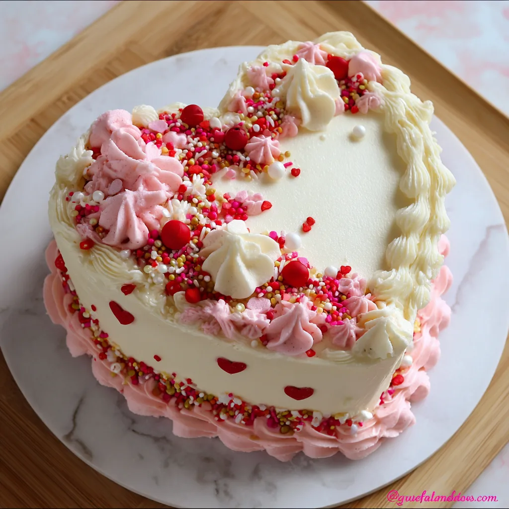 Vintage Valentine’s Day Celebration Cake – Retro Buttercream Heart Cake for Romantic Dessert Tables