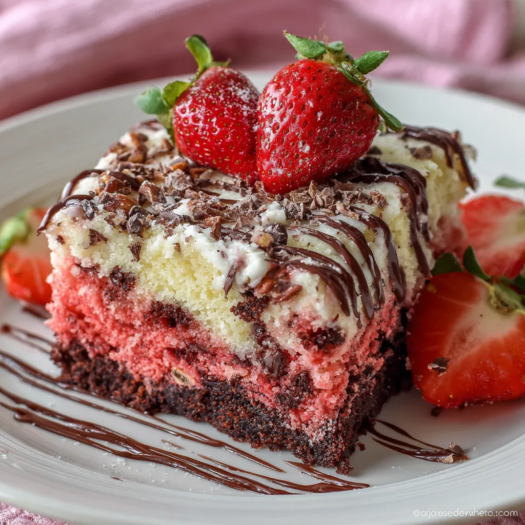 Strawberry Cream Cheese Earthquake Cake β Moist Strawberry Chocolate Cake Recipe