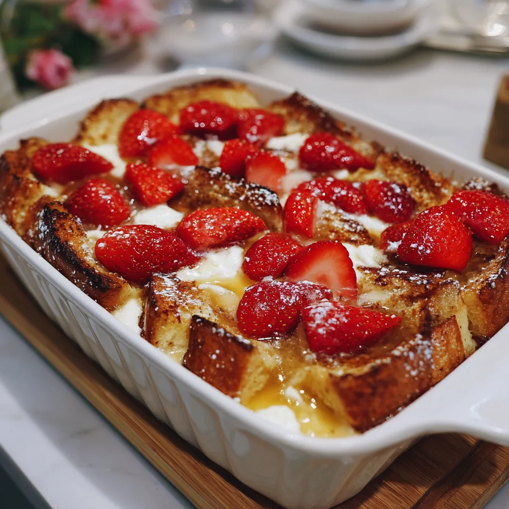 Baked Strawberries and Cream French Toast Casserole – Easy Make-Ahead Brunch Recipe