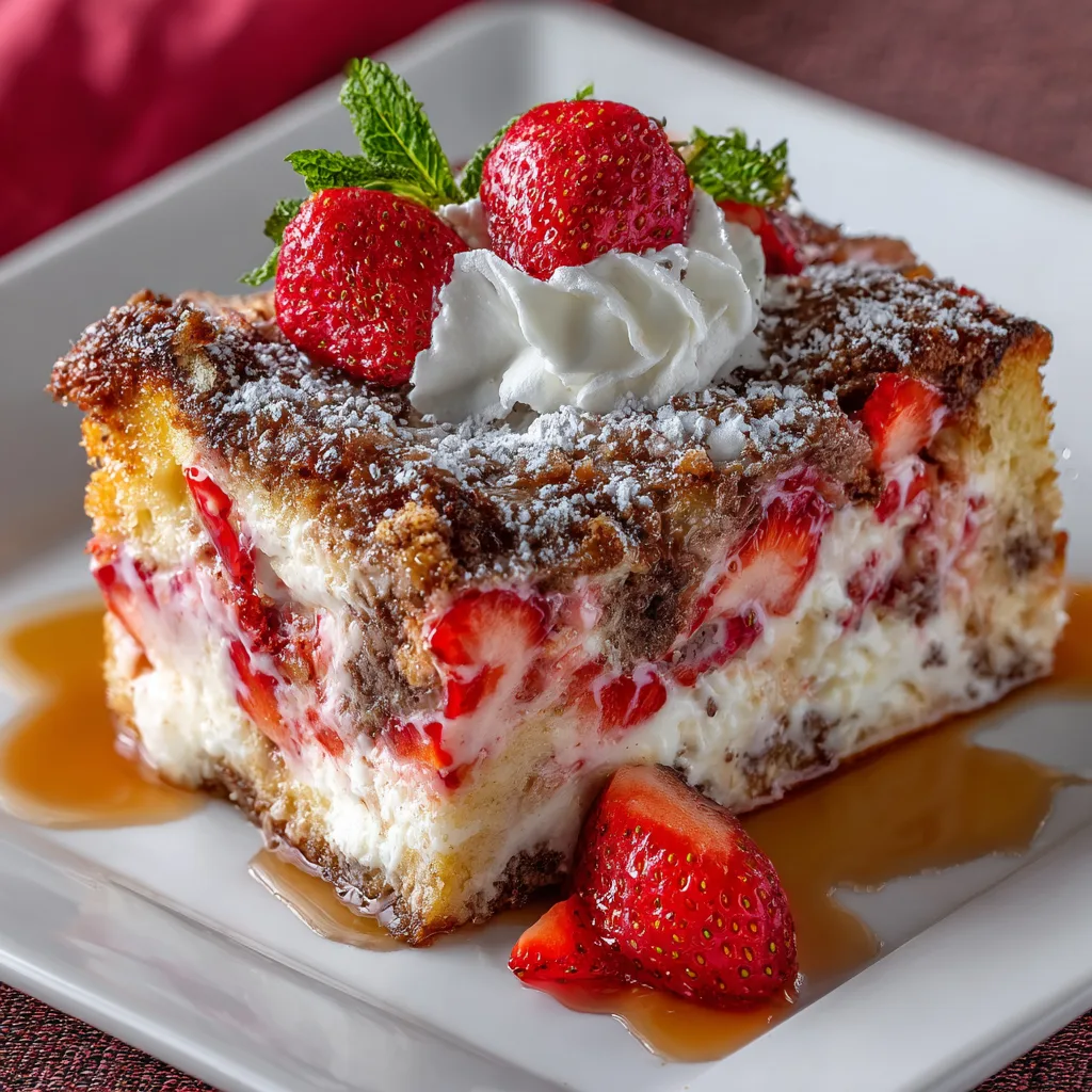 Baked Strawberries and Cream French Toast Casserole – Easy Make-Ahead Brunch Recipe