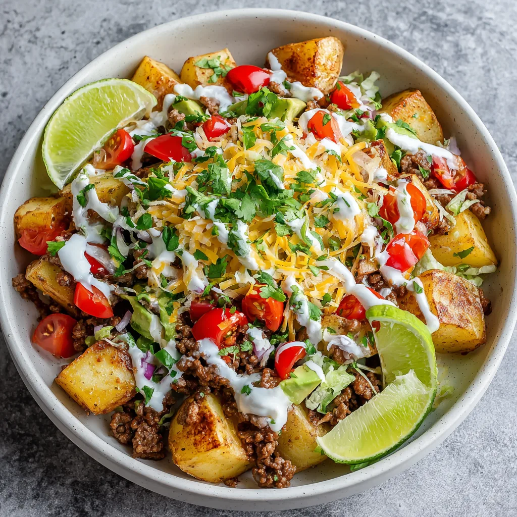 Loaded Beef Taco Potato Bowls – Easy Healthy Dinner Idea with Ground Beef