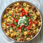 Creamy Cheesy Beef Taco Pasta Skillet – Easy One Pan Dinner Recipe
