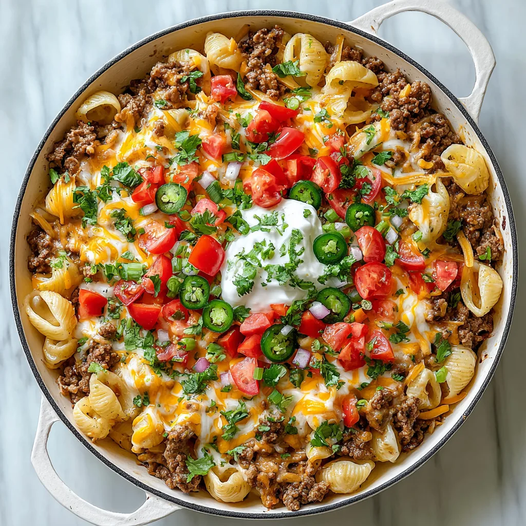 Creamy Cheesy Beef Taco Pasta Skillet – Easy One Pan Dinner Recipe
