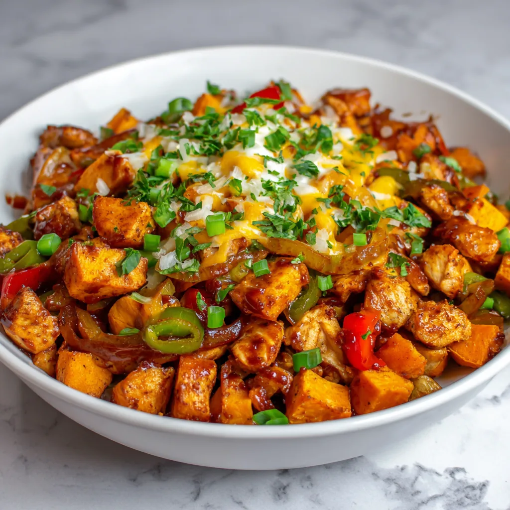 BBQ Chicken Sweet Potato Skillet (Easy One-Pan Healthy Dinner)