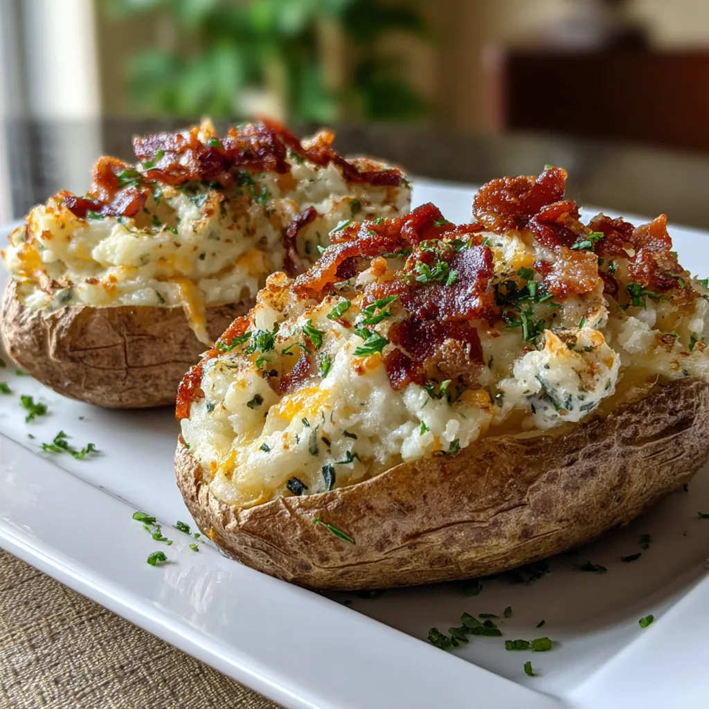 Cheddar & Herb Twice-Baked Potatoes with Crispy Bacon