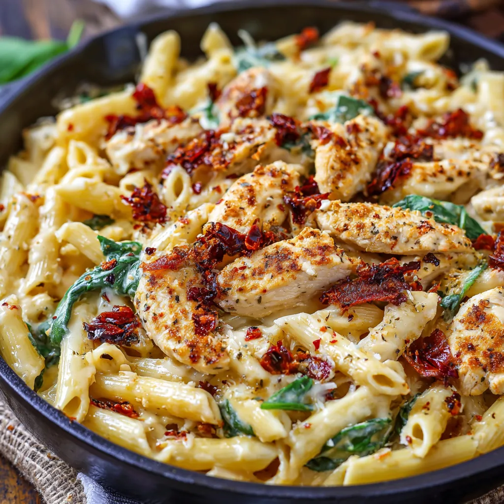 Creamy Tuscan Chicken Pasta Bake