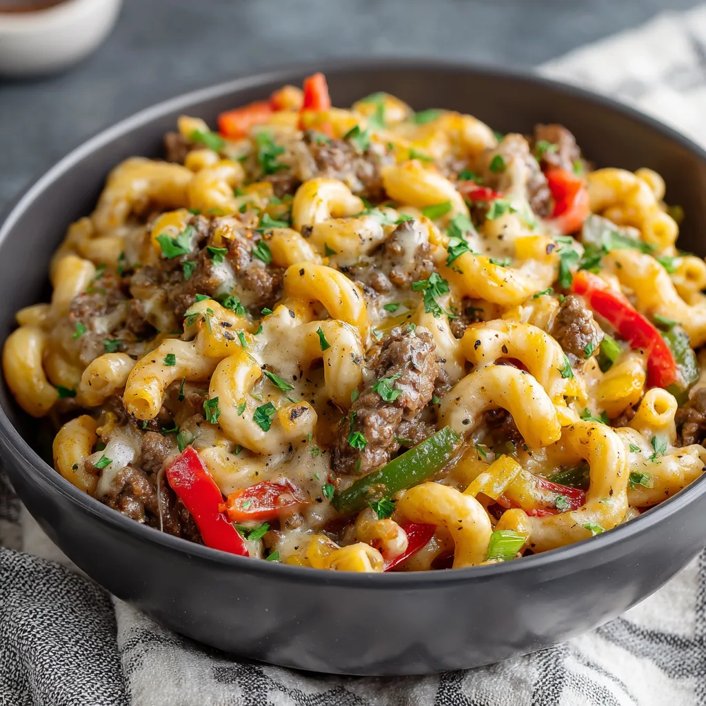 Easy High-Protein Philly Cheesesteak Mac