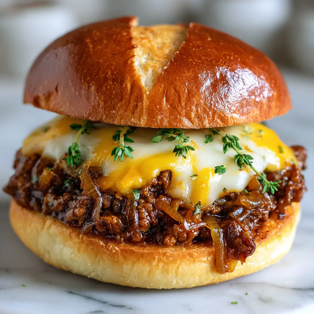 French Onion Beef Sloppy Joes (Easy Ground Beef Lunch Recipe)