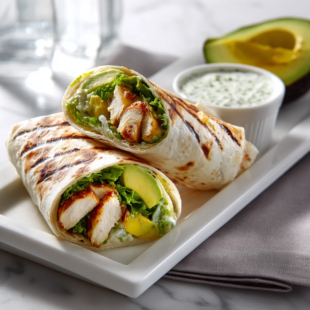 grilled chicken avocado wraps served healthy meal
