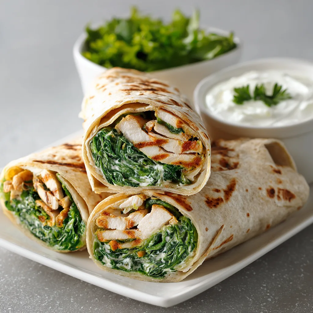 Chicken Wraps with Spinach (Healthy Green Wrap Idea)
