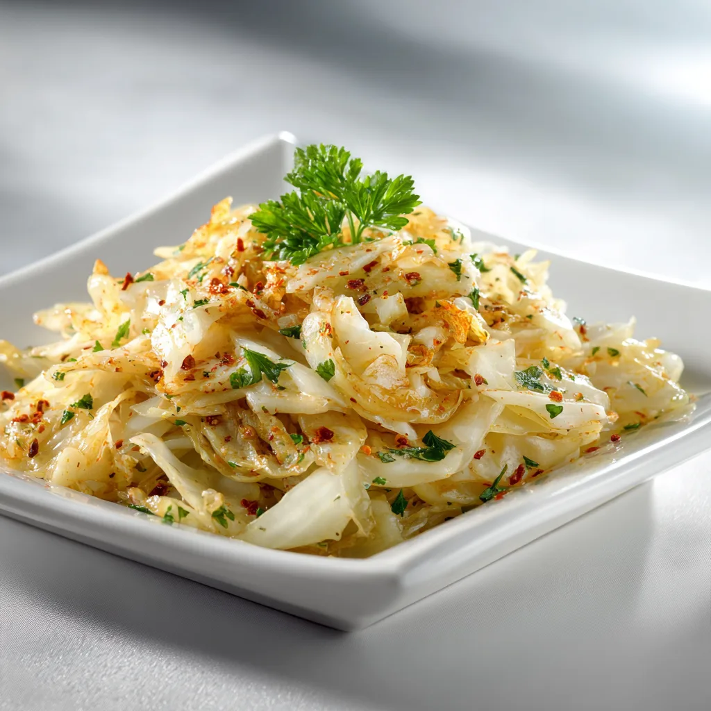 serving fried cabbage with onions plate