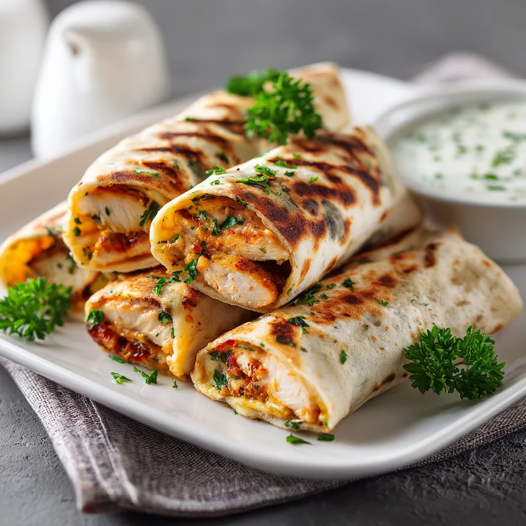Healthy Grilled Chicken Wraps with Creamy Yogurt Sauce