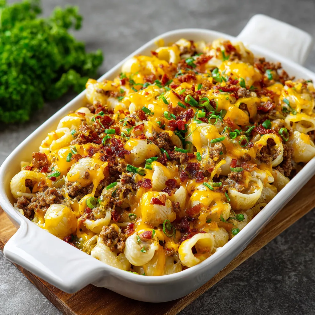 Loaded Bacon Cheeseburger Pasta (Easy Ground Beef Pasta Recipe)
