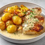 Creamy Garlic Parmesan Chicken with Crispy Potatoes (Easy Dinner Idea)