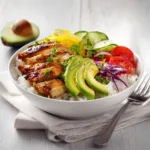BBQ Chicken Rice Bowl with Avocado – High Protein Easy Meal Prep Idea