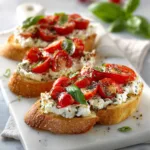 Boursin Cheese Bruschetta with Garlic and Fresh Basil
